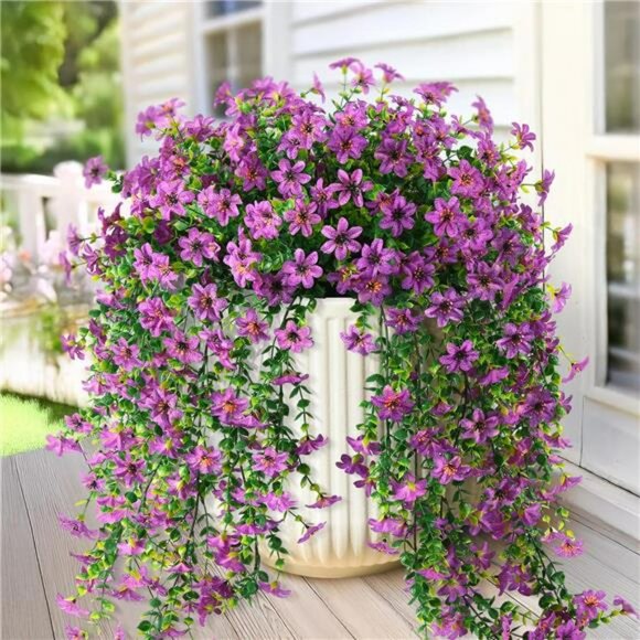 Artificial Hanging Daisy Flowers UV Resistant Outdoor Porch Patio Decor Set - Picture 1 of 7